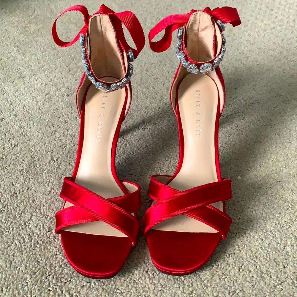 Like new red jeweled heels